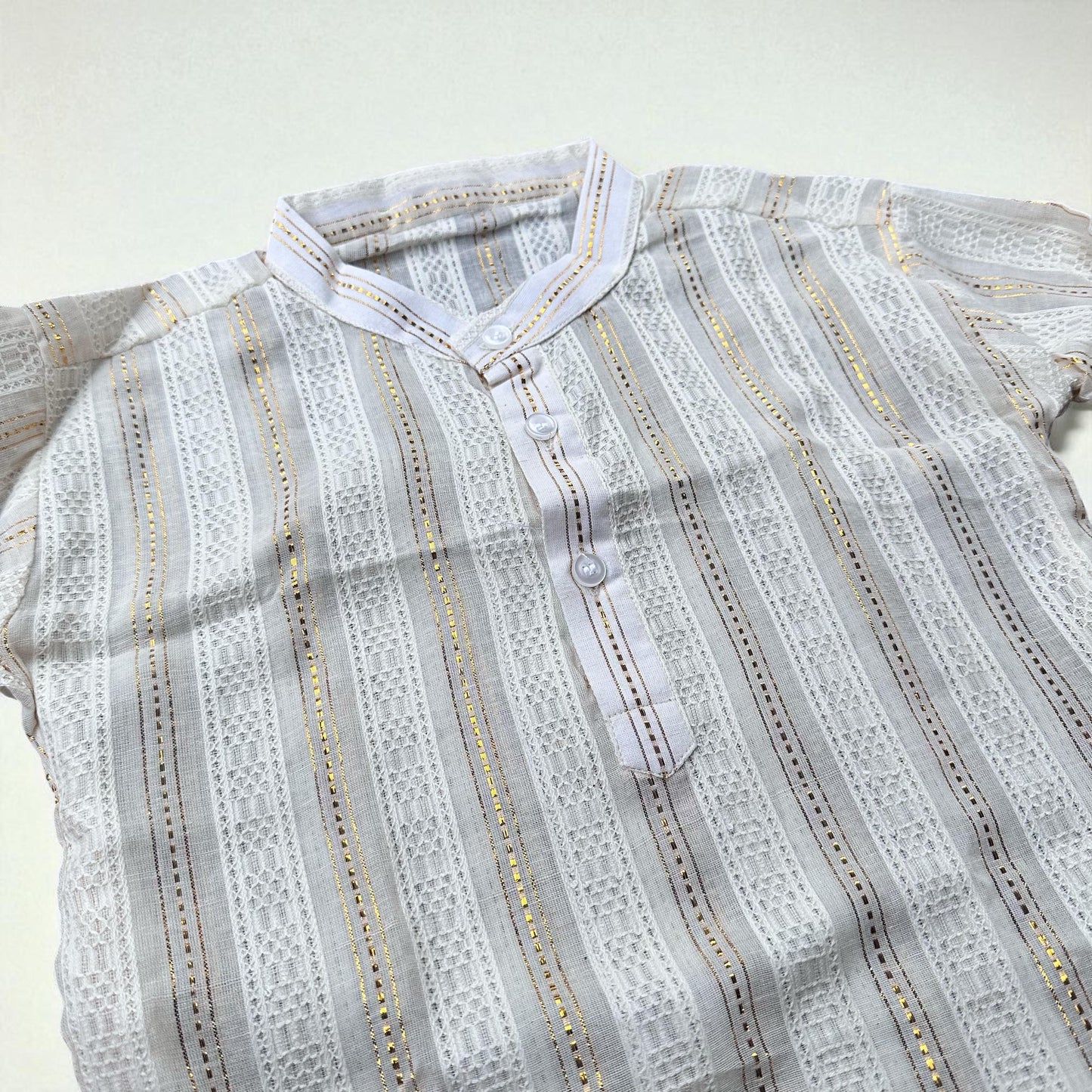 Classic Cream and Gold Textured Kurta