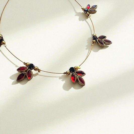Green & Red Petal Charm Invisible Necklace