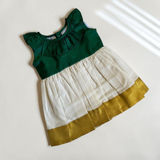 Green & Kasavu Frock